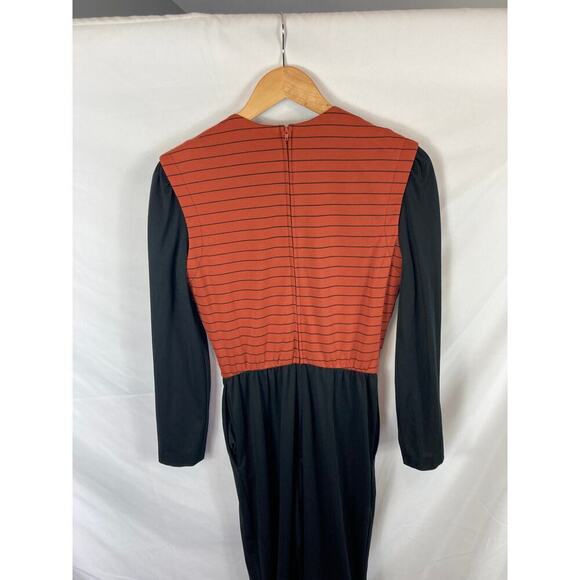 Alfred Shaheen Orange Black Color Block Jumpsuit Size 10 - Picture 5 of 6